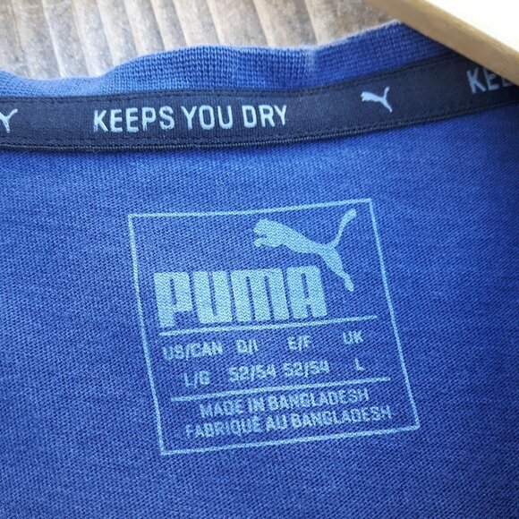 BLUE PUMA t-shirt Sweat wicking large two toned - Picture 2 of 4